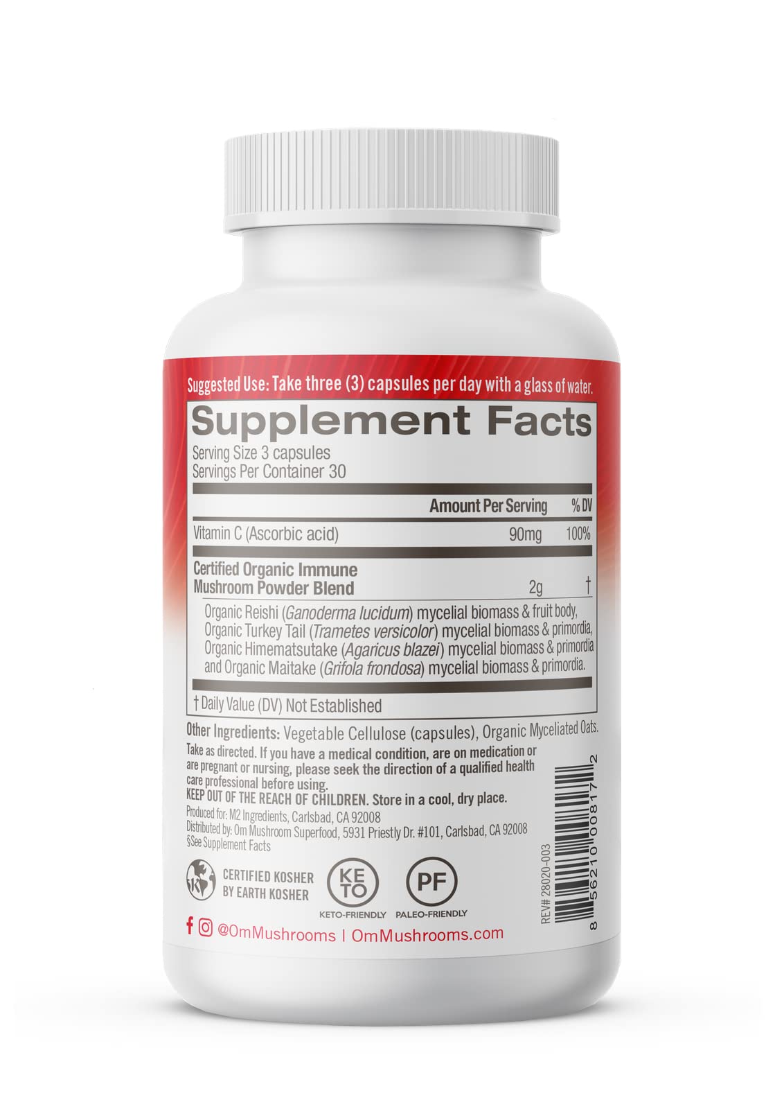 Om Mushroom Immune Defense – Vegan Capsule Supplement (90 Count)