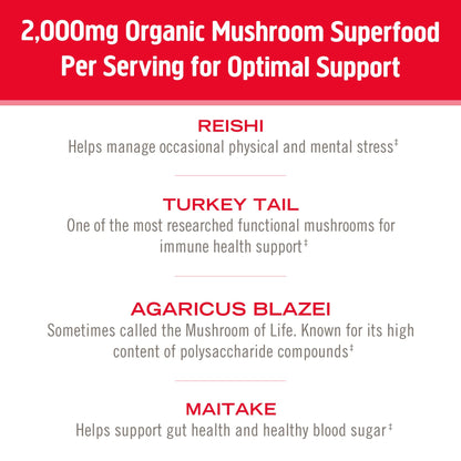 OM Mushroom Superfood Immune Blend Powder – 7.05 oz (100 Servings) Reishi & Turkey Tail BritishVita | Premium UK Vitamins & Wellness Supplements