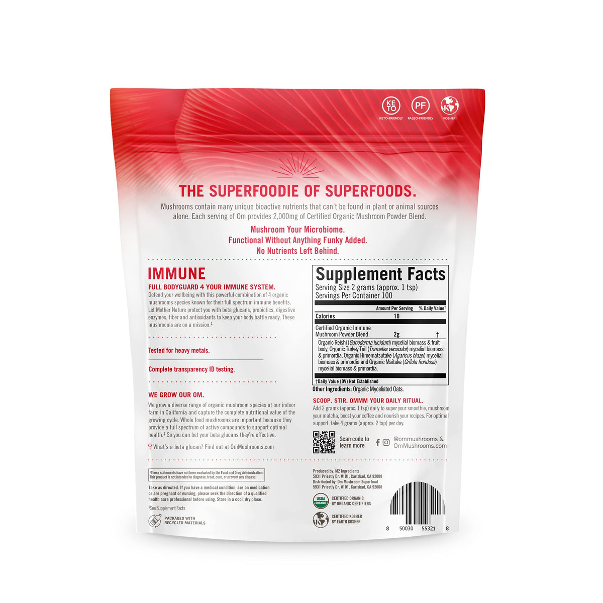 OM Mushroom Superfood Immune Blend Powder – 7.05 oz (100 Servings) Reishi & Turkey Tail BritishVita | Premium UK Vitamins & Wellness Supplements