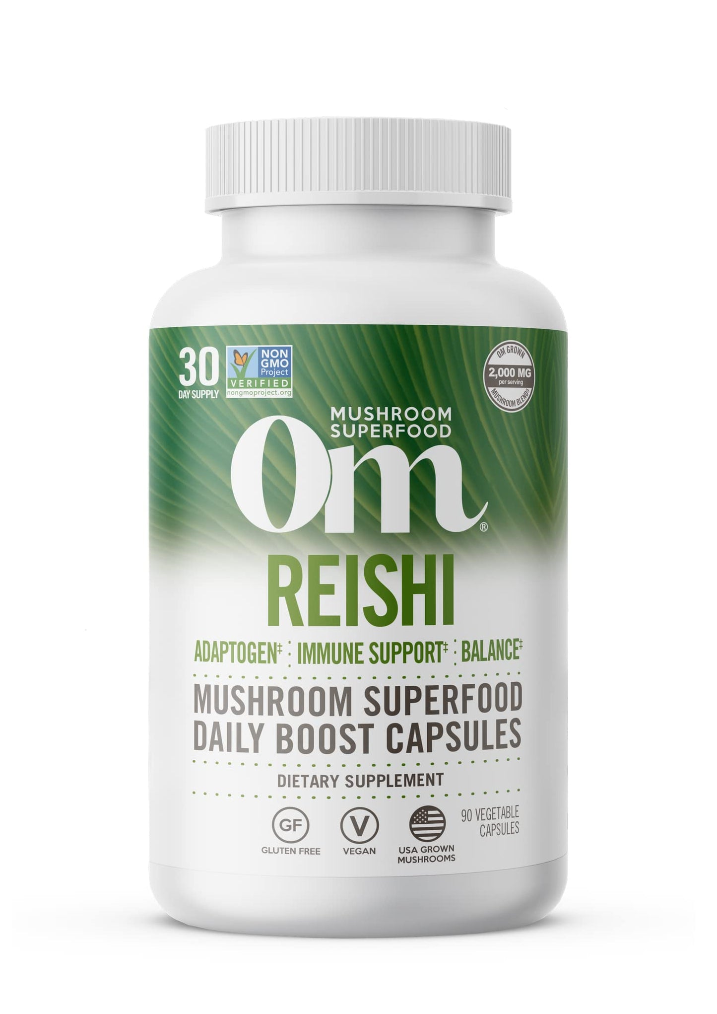 OM Mushroom Reishi Capsules - 90 Count, Organic Adaptogen for Stress & Immune Health