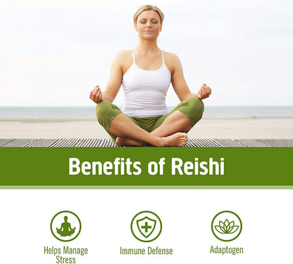 OM Mushroom Reishi Capsules - 90 Count, Organic Adaptogen for Stress & Immune Health