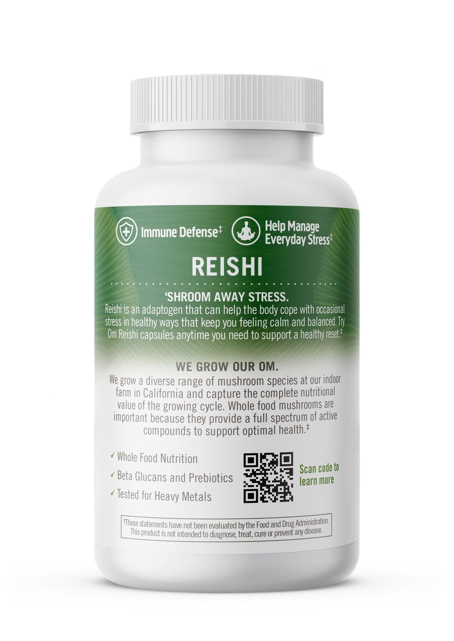 OM Mushroom Reishi Capsules - 90 Count, Organic Adaptogen for Stress & Immune Health