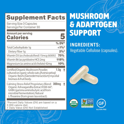 OM MUSHROOM SUPERFOOD Relax Capsule – 90 Count, 30 Days