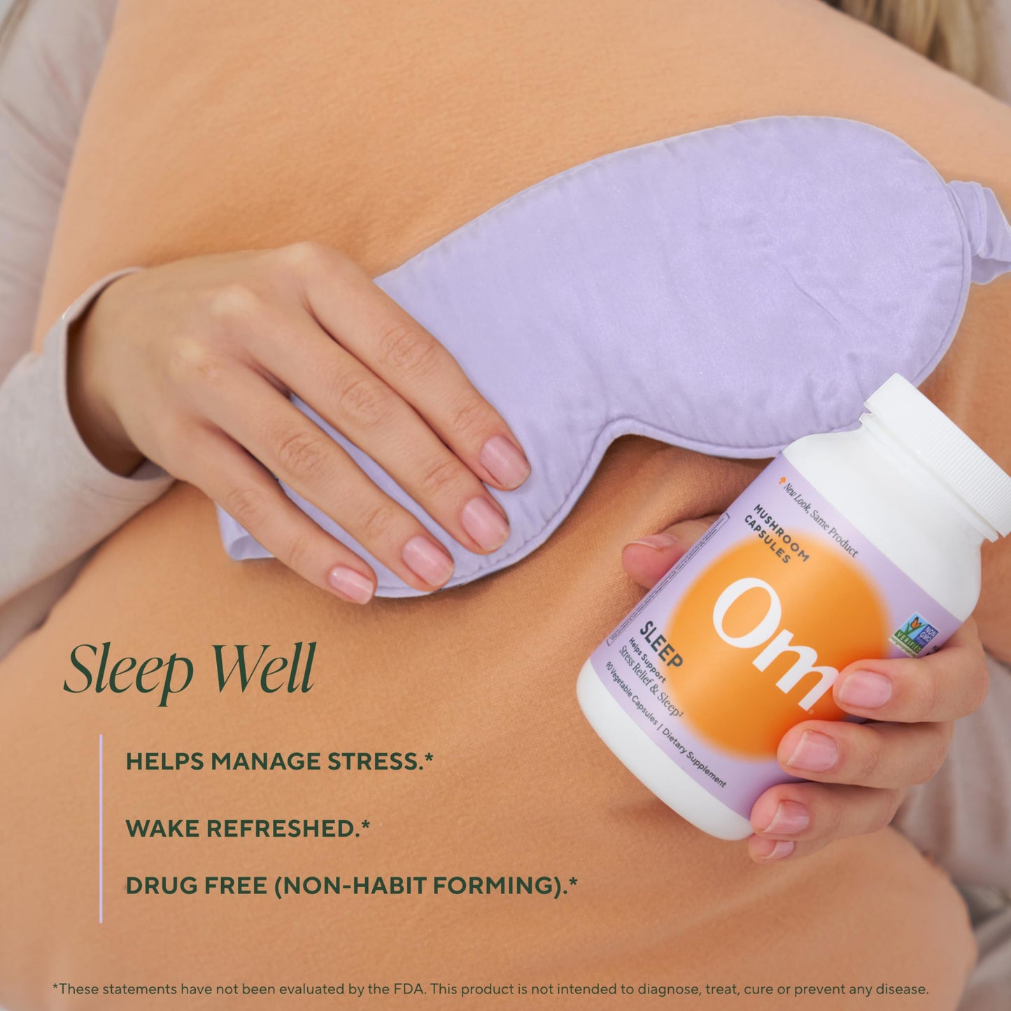 OM Mushroom Sleep Capsules - Reishi, GABA, L-Theanine, Melatonin | 90 Count