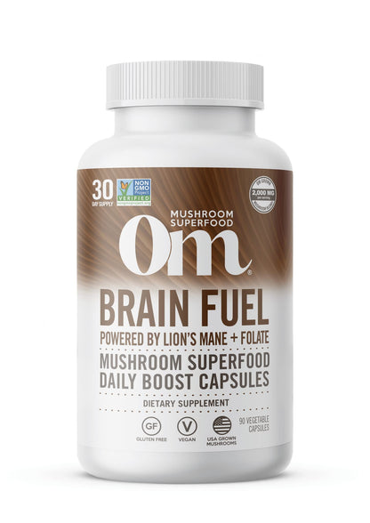OM Mushroom Superfood Brain Fuel Capsules – Lion's Mane & Reishi Blend, 90 Count | Mental Clarity & Nerve Support