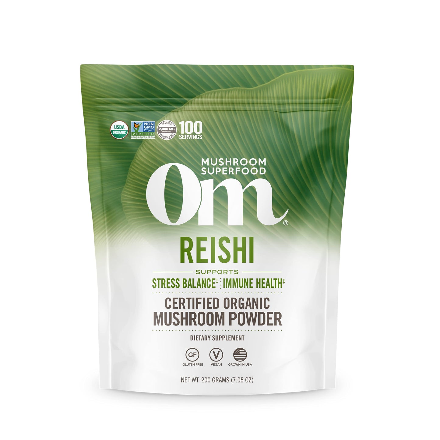 Om Mushroom Reishi Organic Powder – 100 Servings, Stress Relief & Immune Support