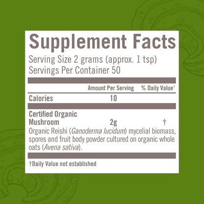OM MUSHROOM SUPERFOOD Reishi Organic Mushroom Powder – 3.5 oz, 50 Servings, Adaptogen