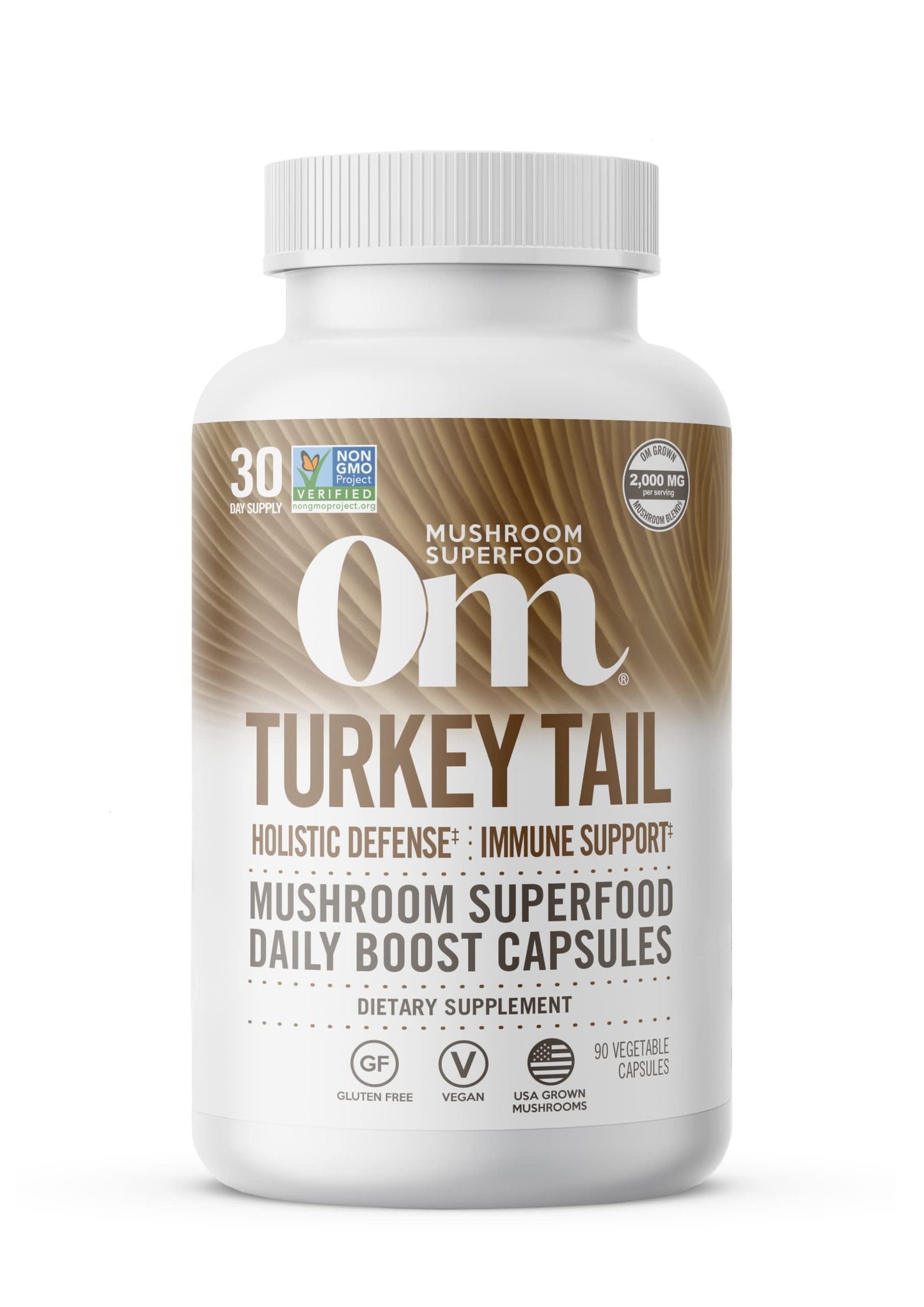 Turkey Tail Mushroom Capsules | Om Mushroom Superfood – Immune Support (90 Count)
