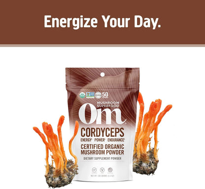 Cordyceps Organic Mushroom Powder | OM Mushroom Superfood – 3.5 oz, 50 Servings, Energy & Endurance