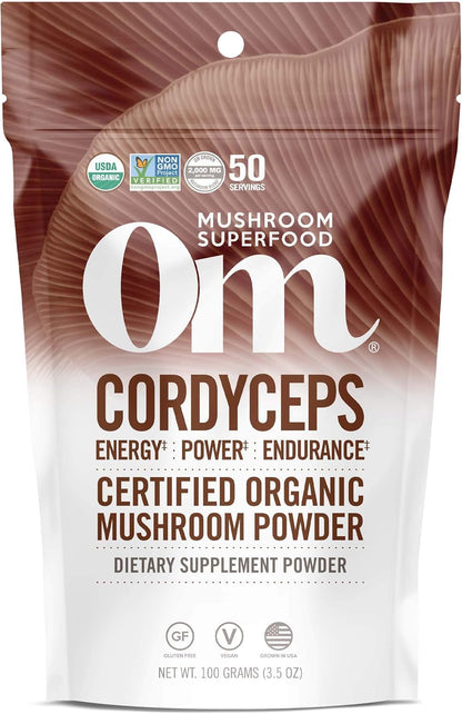 Cordyceps Organic Mushroom Powder | OM Mushroom Superfood – 3.5 oz, 50 Servings, Energy & Endurance