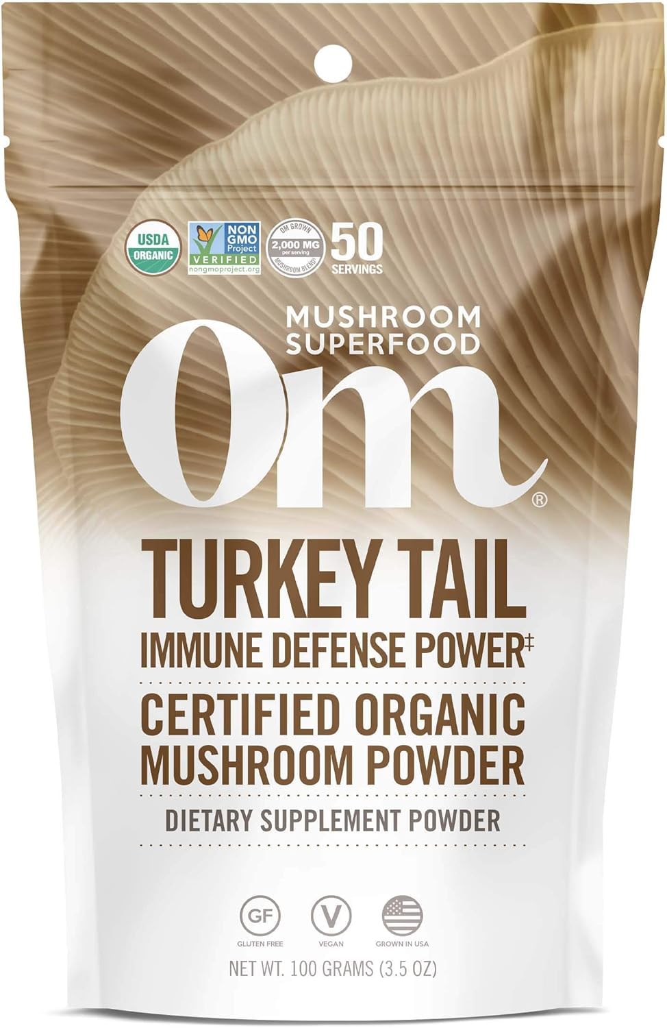 Om Mushroom Superfood Turkey Tail Organic Powder - 3.5 oz, 50 Servings | Immune Support