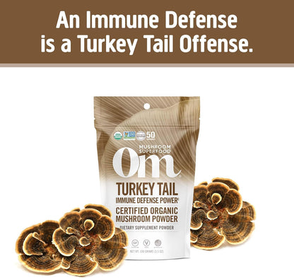 Om Mushroom Superfood Turkey Tail Organic Powder - 3.5 oz, 50 Servings | Immune Support
