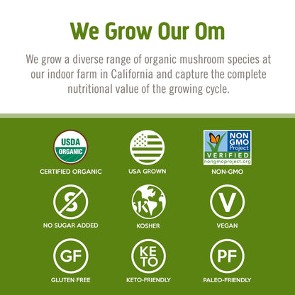 Om Mushroom Reishi Organic Powder – 100 Servings, Stress Relief & Immune Support