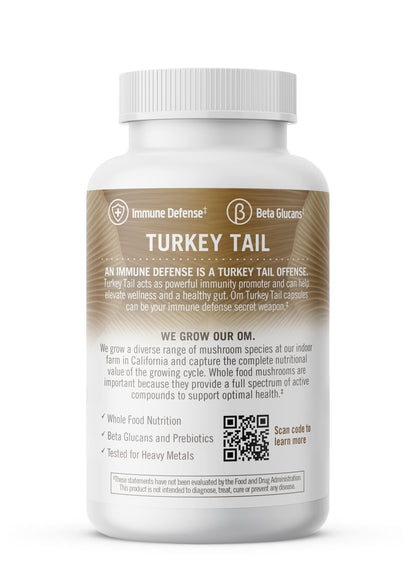 Turkey Tail Mushroom Capsules | Om Mushroom Superfood – Immune Support (90 Count)
