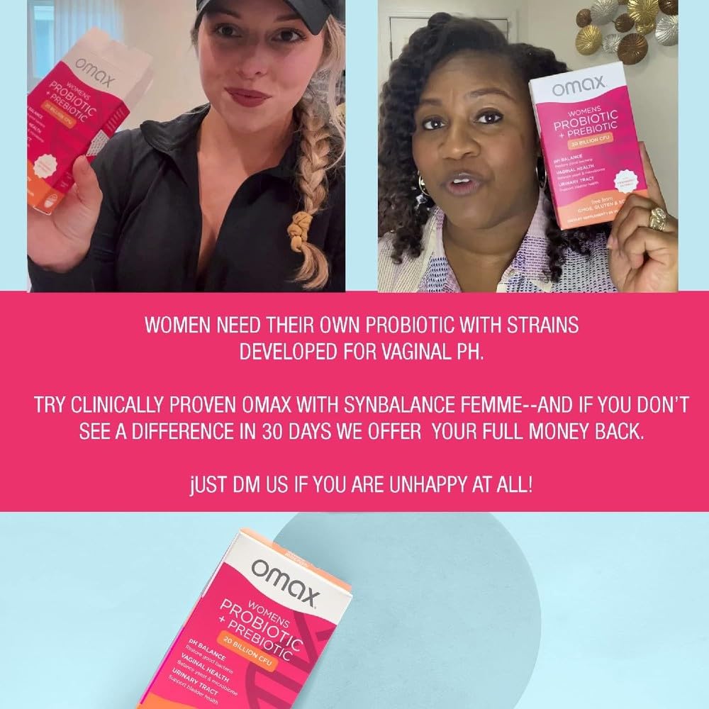 2 Pack Omax3 Prebiotics & Probiotics for Women — pH Balance, Vaginal & Urinary Support, 20B CFU mythriftymom