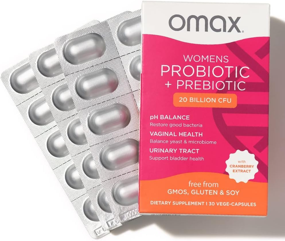 2 Pack Omax3 Prebiotics & Probiotics for Women — pH Balance, Vaginal & Urinary Support, 20B CFU mythriftymom