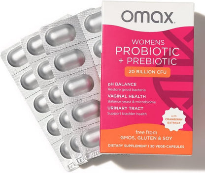 2 Pack Omax3 Prebiotics & Probiotics for Women — pH Balance, Vaginal & Urinary Support, 20B CFU mythriftymom