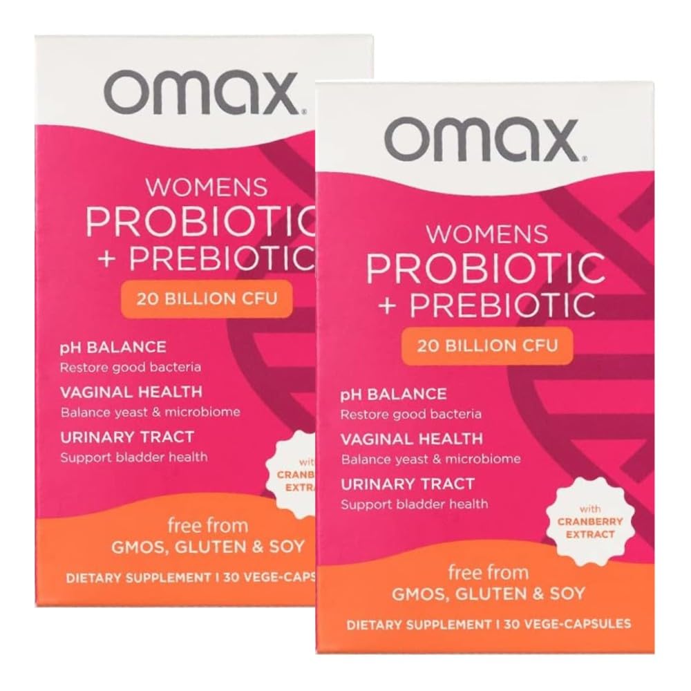 2 Pack Omax3 Prebiotics & Probiotics for Women — pH Balance, Vaginal & Urinary Support, 20B CFU mythriftymom