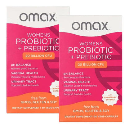 2 Pack Omax3 Prebiotics & Probiotics for Women — pH Balance, Vaginal & Urinary Support, 20B CFU mythriftymom