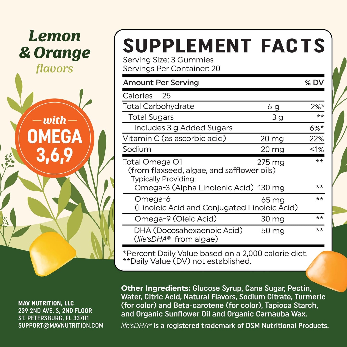 Omega 3-6-9 + DHA Gummies | Plant-Based Triple Omegas | 60 Gummies | Vegetarian