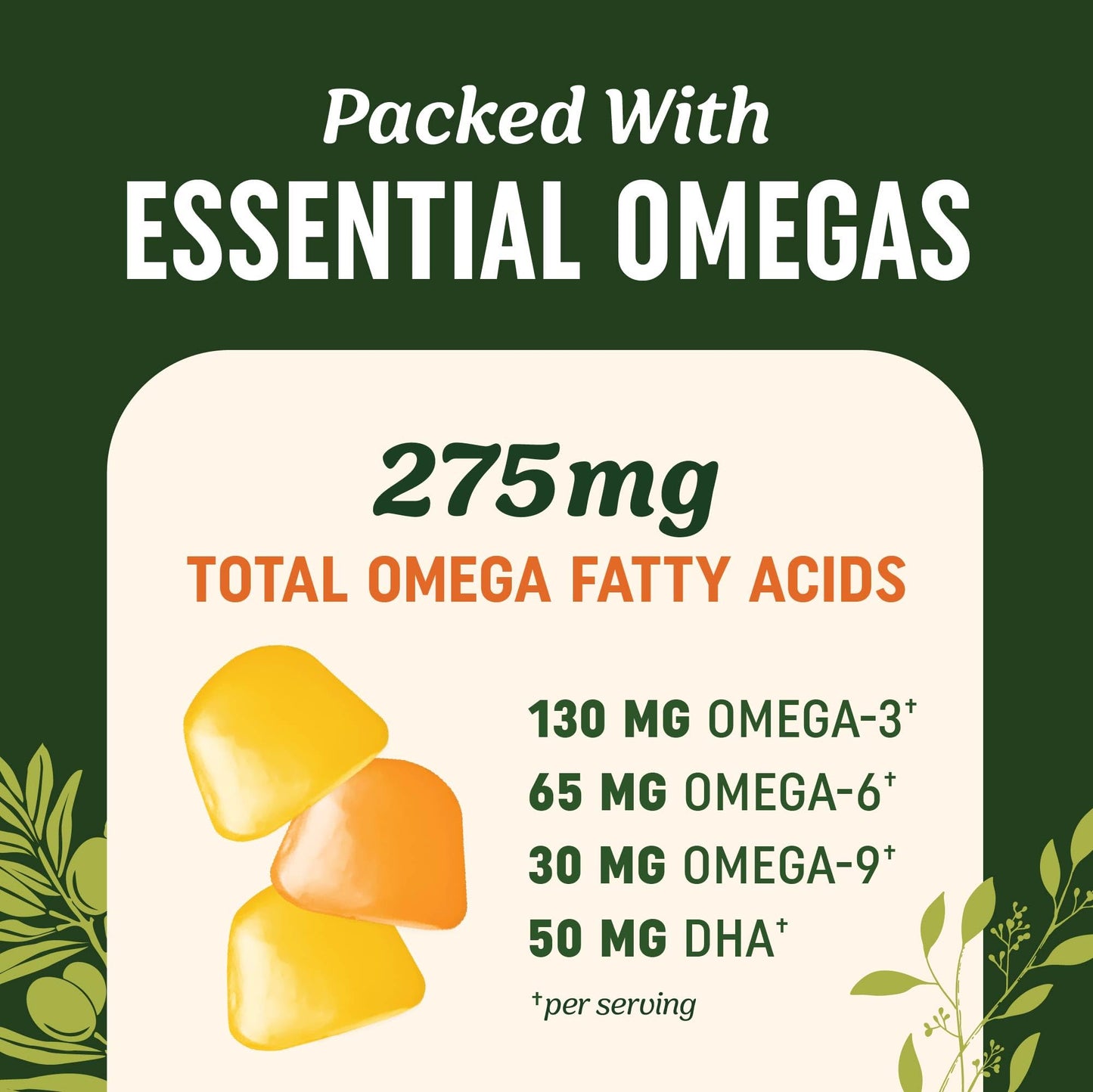 Omega 3-6-9 + DHA Gummies | Plant-Based Triple Omegas | 60 Gummies | Vegetarian
