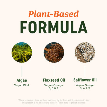 Omega 3-6-9 + DHA Gummies | Plant-Based Triple Omegas | 60 Gummies | Vegetarian
