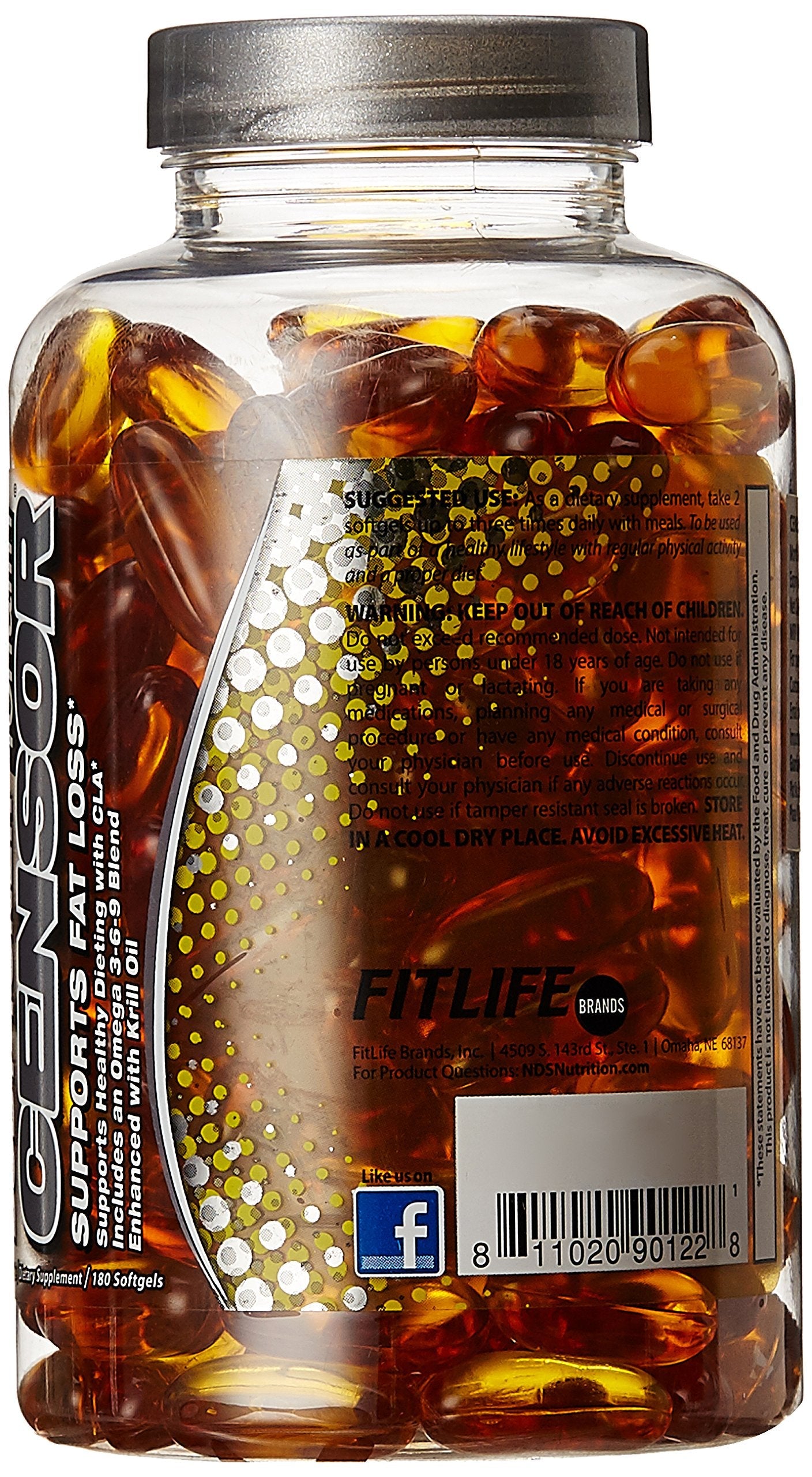 Censor - Fat Loss & Body Toning Supplement with CLA, Omega 3-6-9, 180 Softgels
