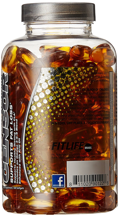 Censor - Fat Loss & Body Toning Supplement with CLA, Omega 3-6-9, 180 Softgels