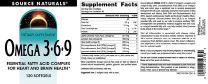 Source Naturals Omega 3-6-9 – Essential Fatty Acid Complex, 120 Softgels