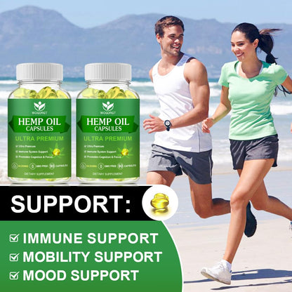 (2Pack) Hemp Oil Capsules – 60,000 Max Strength, Immune Support, Focus & Calm, Relaxation, Mood, Rich in Omega 3-6-9, 90 Capsules