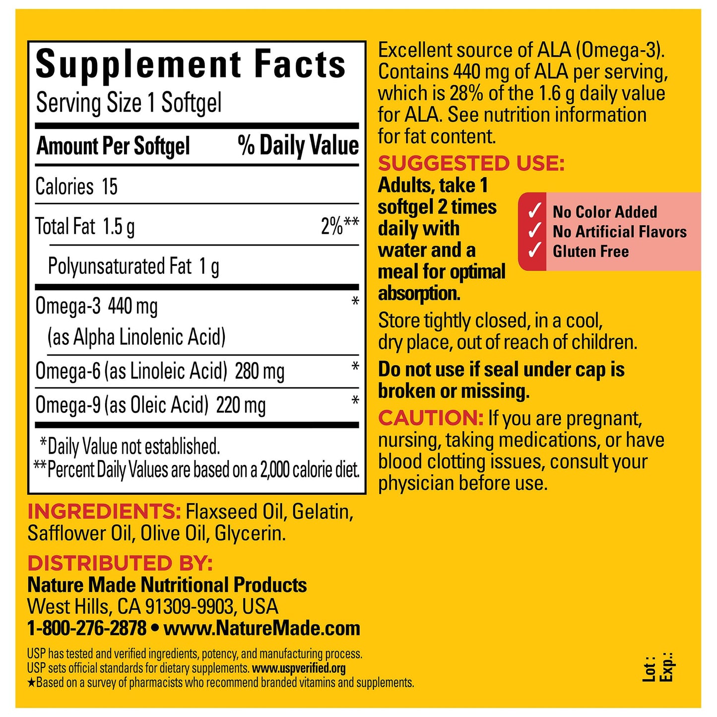Nature Made Triple Omega 3-6-9 Softgels - Flaxseed, Safflower & Olive Oils | 150 Softgels, 75-Day Supply