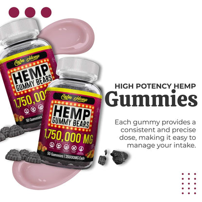 Organic Hemp Gummies Neuropathy Support - Vegan High Potency Hemp Oil, Omega 3-6-9, Vitamin B2 Made in USA