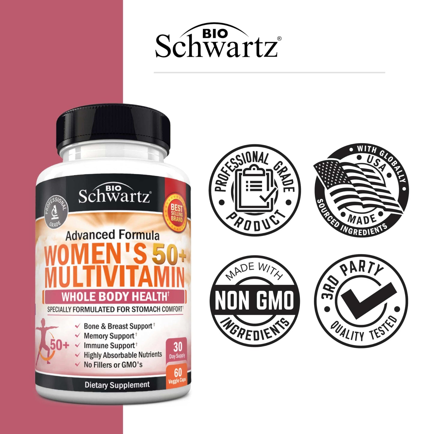Daily Multivitamin for Women 50+ – Memory Support & Immune Health | 60 Capsules