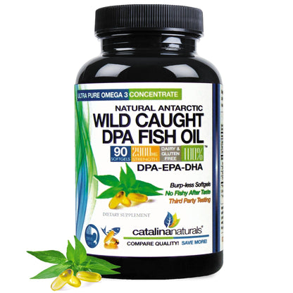 Wild Caught Omega-3 DPA Fish Oil - 2900 mg (90 SoftGels) | Triple-Strength Burp-Free