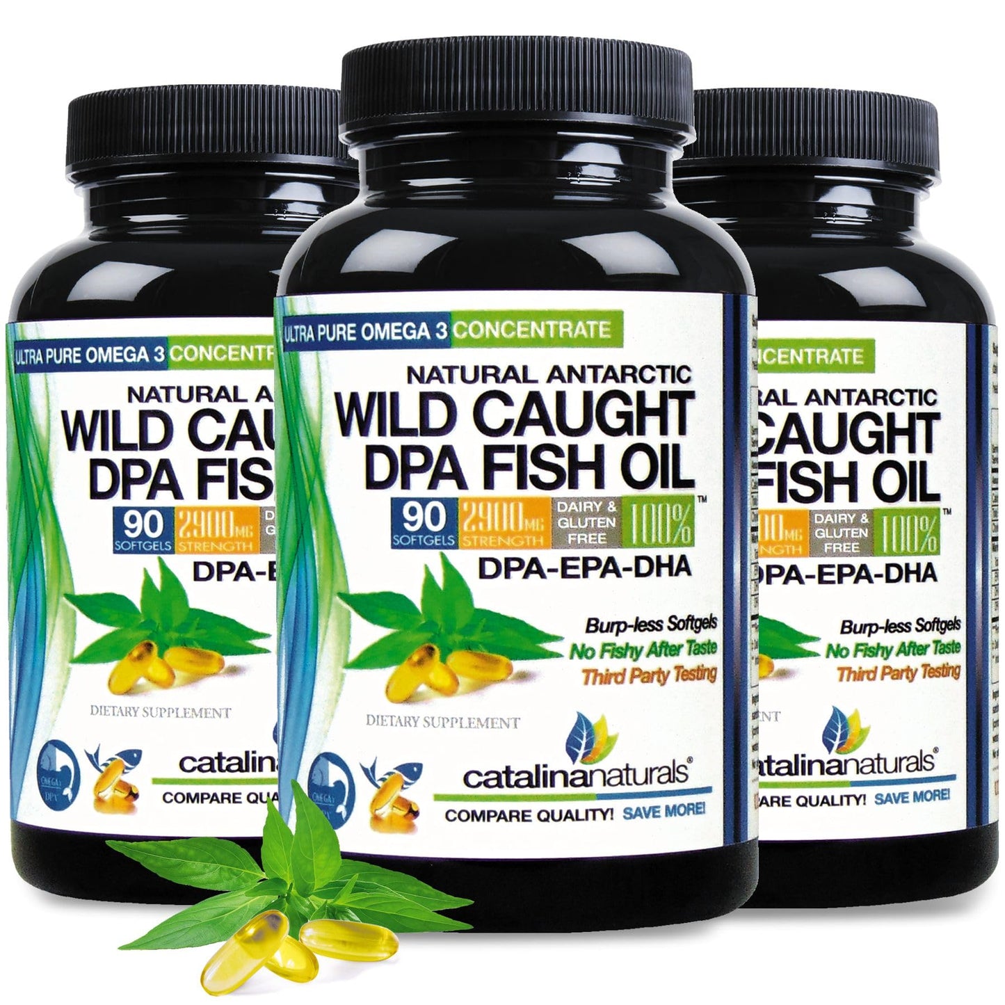 Wild Caught Omega-3 DPA Fish Oil - 2900 mg (90 SoftGels) | Triple-Strength Burp-Free