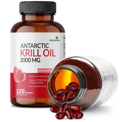 Futurebiotics Antarctic Krill Oil 2000mg with Astaxanthin – 120 Softgels | Lab-Tested, Non-GMO