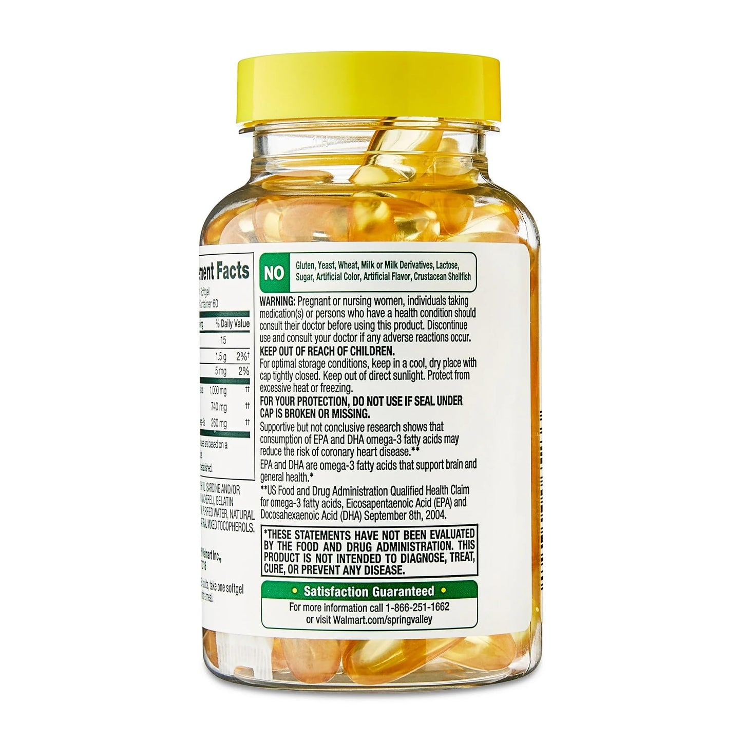 Omega-3 Fish Oil 1000mg Softgels – 60 Count – Brain & Immune Support – Lemon Flavor