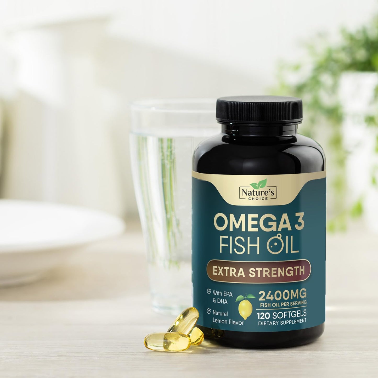 Omega-3 Fish Oil 2400 mg – Triple Strength EPA & DHA | 120 Softgels | Non-GMO, Gluten Free