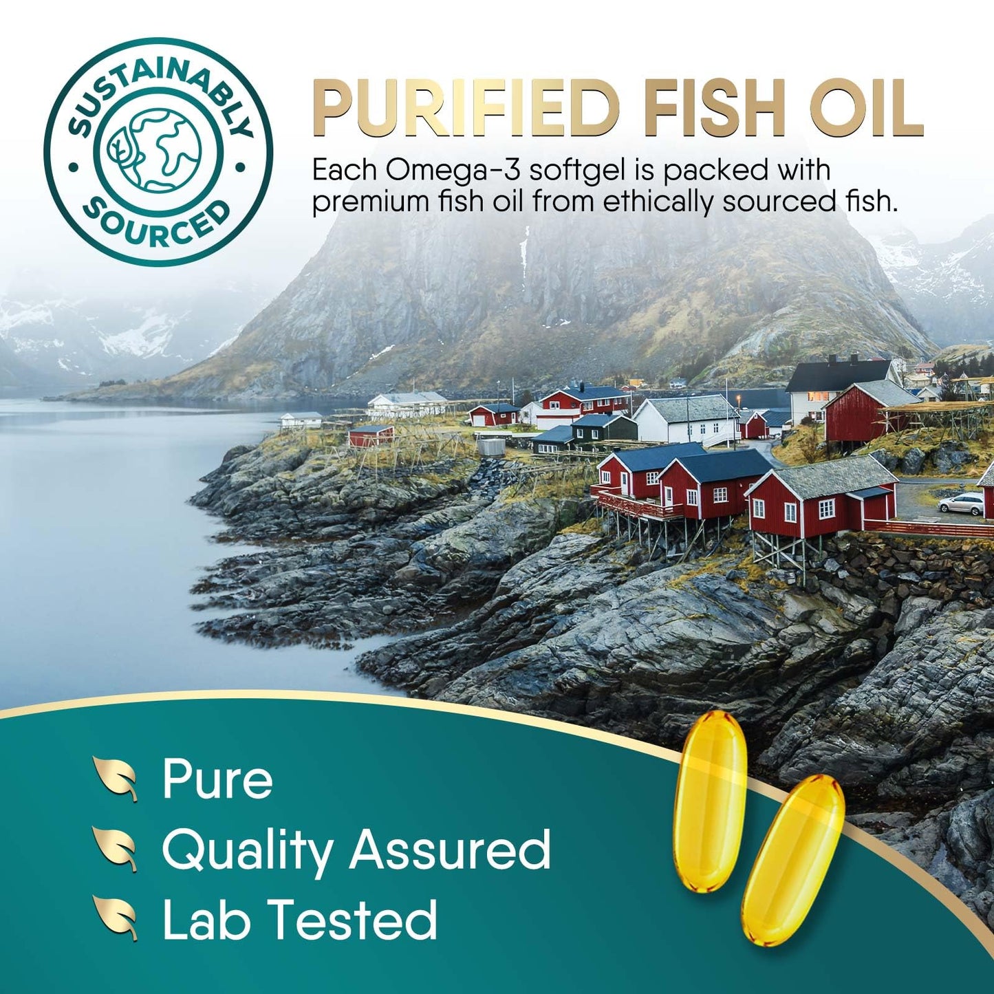 Omega-3 Fish Oil 2400 mg – Triple Strength EPA & DHA | 120 Softgels | Non-GMO, Gluten Free