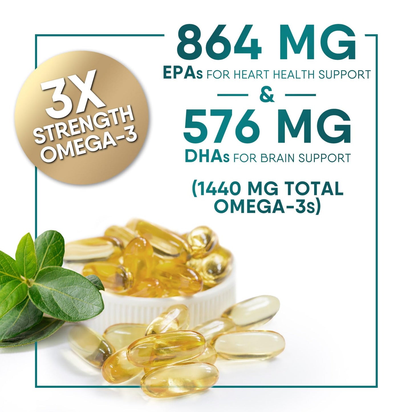 Omega-3 Fish Oil 2400 mg – Triple Strength EPA & DHA | 120 Softgels | Non-GMO, Gluten Free