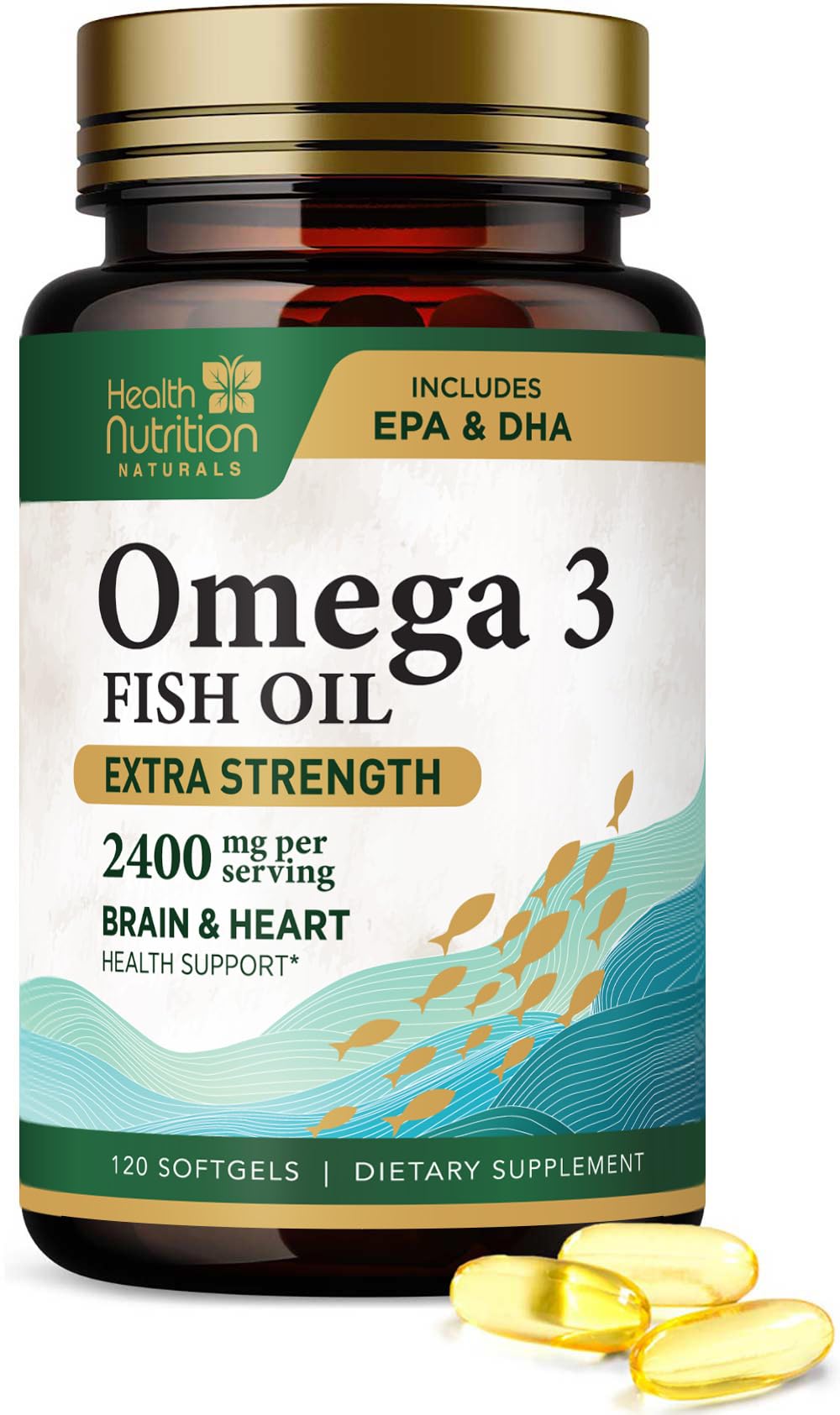 Omega 3 Fish Oil 2400 mg - Triple Strength EPA & DHA | Wild Caught Sardine