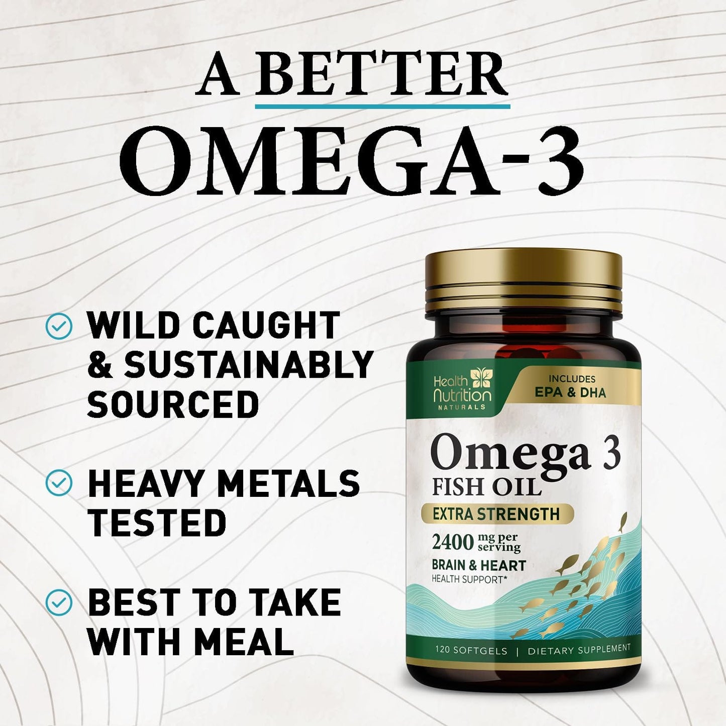 Omega 3 Fish Oil 2400 mg - Triple Strength EPA & DHA | Wild Caught Sardine
