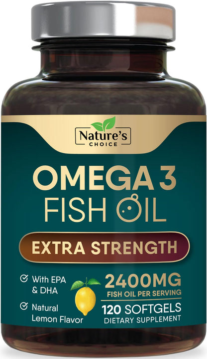 Omega-3 Fish Oil 2400 mg – Triple Strength EPA & DHA | 120 Softgels | Non-GMO, Gluten Free