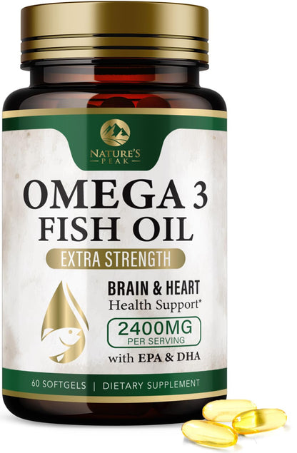 Omega 3 Fish Oil Pills 2400mg – Triple Strength EPA & DHA | 60 Softgels