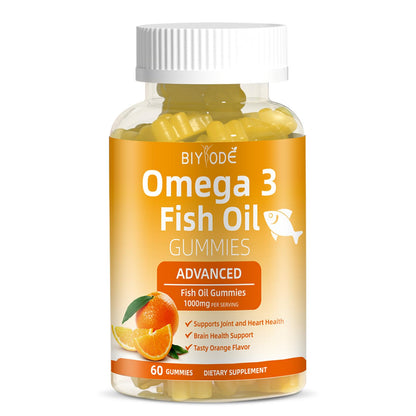 Omega-3 Fish Oil Gummies 1000mg – Heart, Brain & Vision Support (60 Gummies)