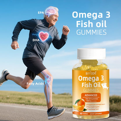 Omega-3 Fish Oil Gummies 1000mg – Heart, Brain & Vision Support (60 Gummies)