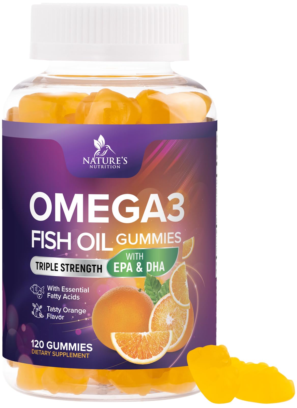 Omega-3 Fish Oil Gummies: DHA & EPA for Heart & Brain (120 Gummies)