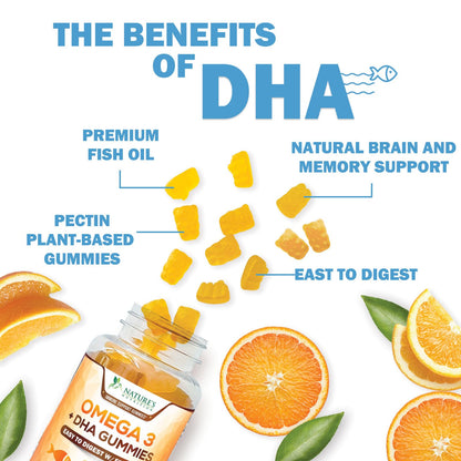Omega 3 Fish Oil Gummies | Heart Health DHA & EPA - 120 Gummies