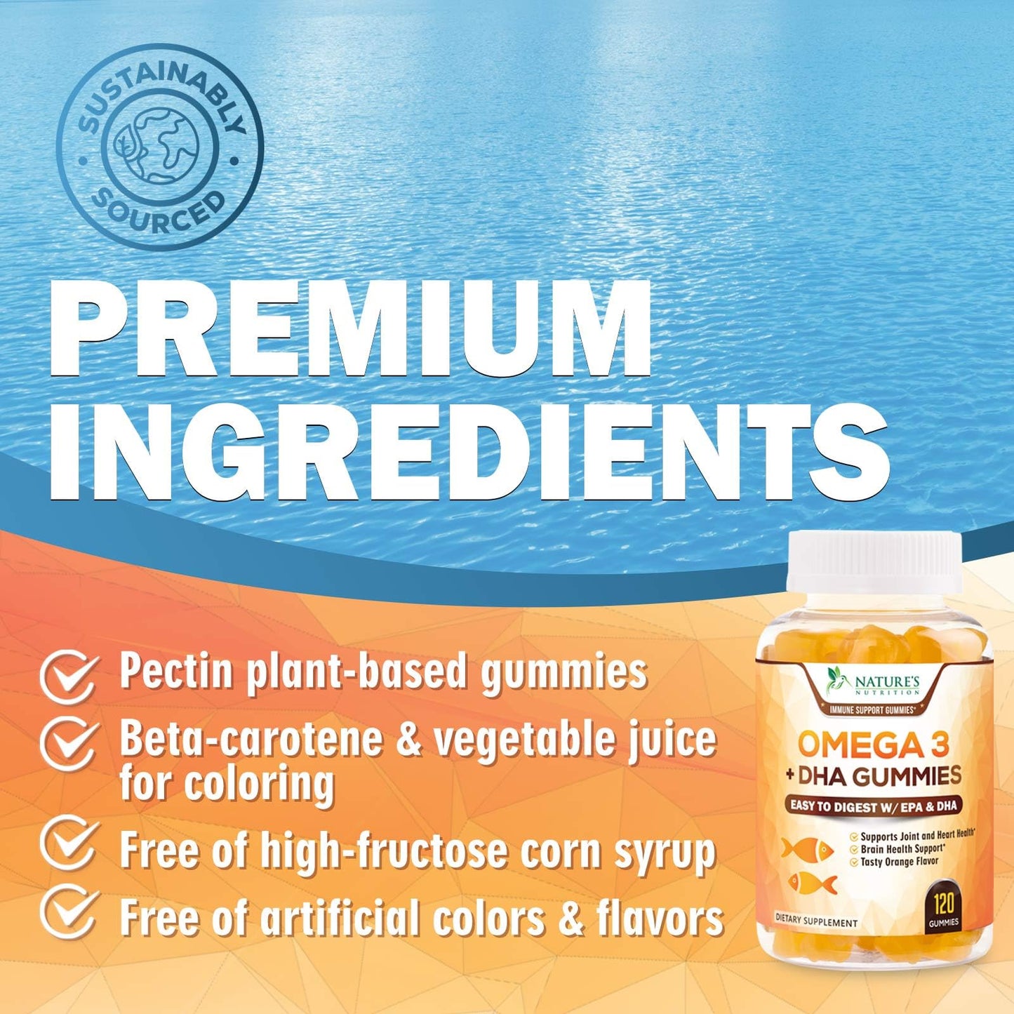 Omega 3 Fish Oil Gummies | Heart Health DHA & EPA - 120 Gummies
