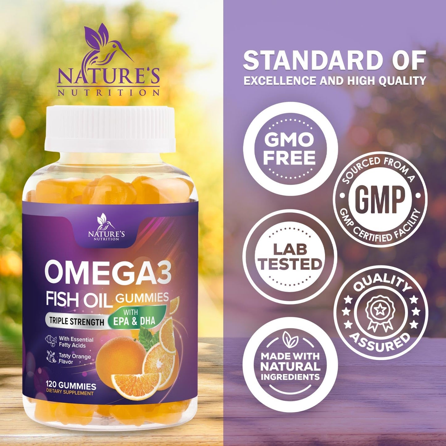Omega-3 Fish Oil Gummies: DHA & EPA for Heart & Brain (120 Gummies)